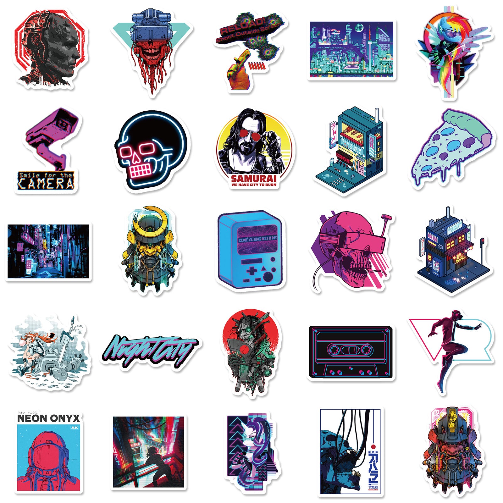 50pcs Cyber Punk Style Stickers for Laptops Mobile Phones Motorcycles Car Decora