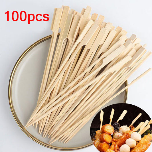 100pcs Disposable Wooden BBQ Skewers Party DIY Kitchen Tools Bamboo Skewers