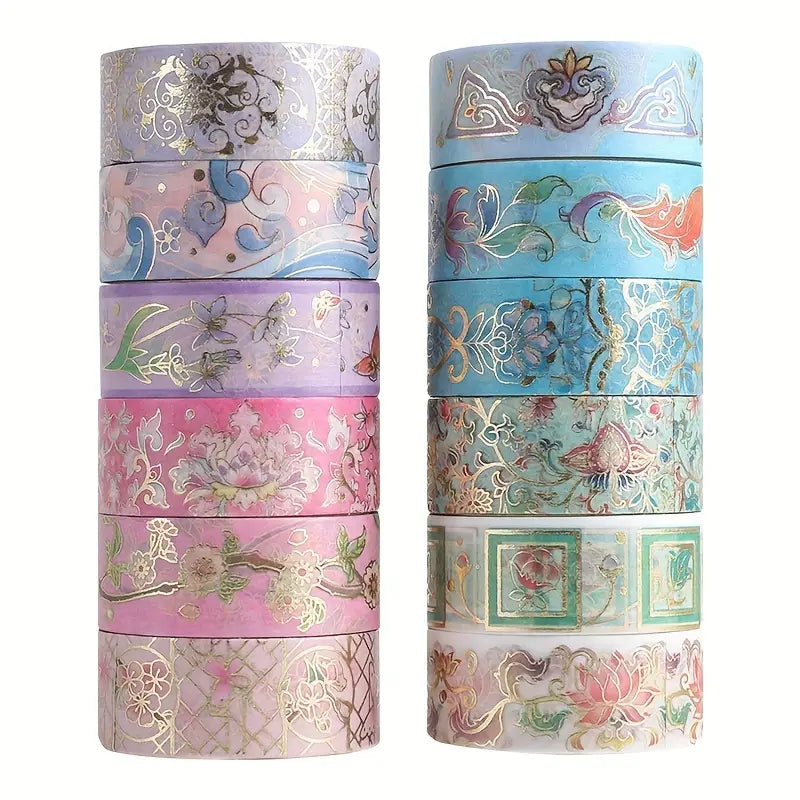 12 Rolls Floral Washi Tape Set for DIY Crafts & Gift Wrapping