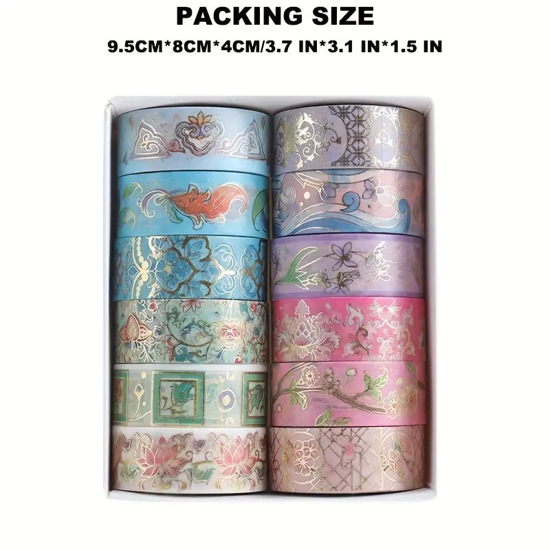 12 Rolls Floral Washi Tape Set for DIY Crafts & Gift Wrapping
