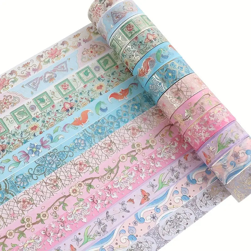 12 Rolls Floral Washi Tape Set for DIY Crafts & Gift Wrapping