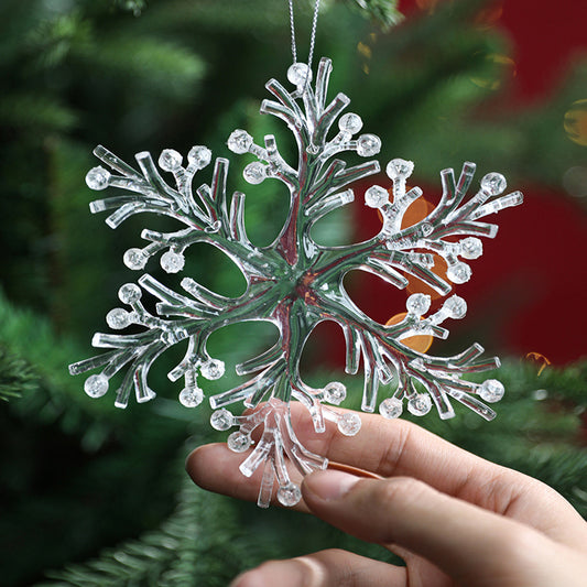 5pcs Crystal Snowflake Pendant Acrylic Christmas Tree Decor