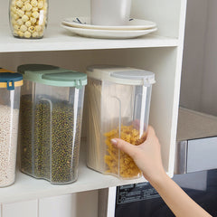 2 Grid Food Storage Container With Cover - Sealed Grain Tank for Kitchen Snacks