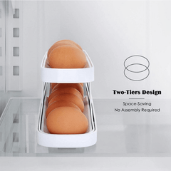 1pc Double Layer Rolling Egg Dispenser Refrigerator Storage Box