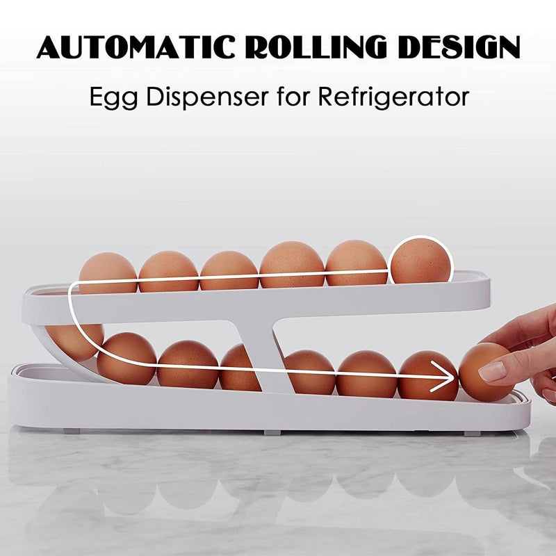 1pc Double Layer Rolling Egg Dispenser Refrigerator Storage Box