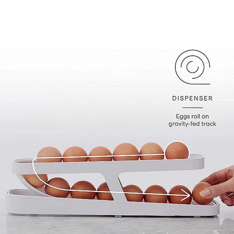 1pc Double Layer Rolling Egg Dispenser Refrigerator Storage Box