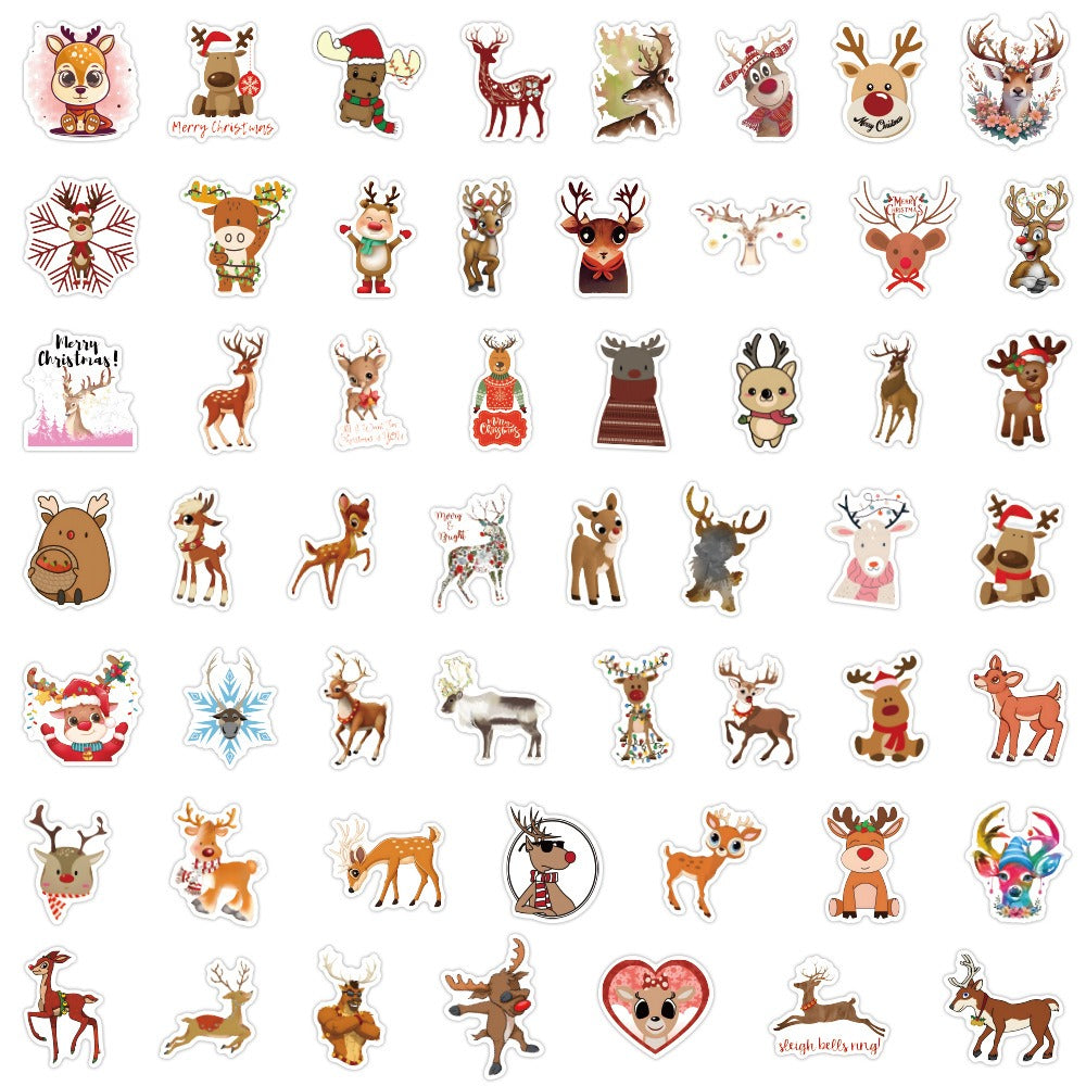 100pcs Christmas Reindeer Waterproof Stickers for Motorcycle Laptop Helmet