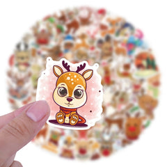 100pcs Christmas Reindeer Waterproof Stickers for Motorcycle Laptop Helmet