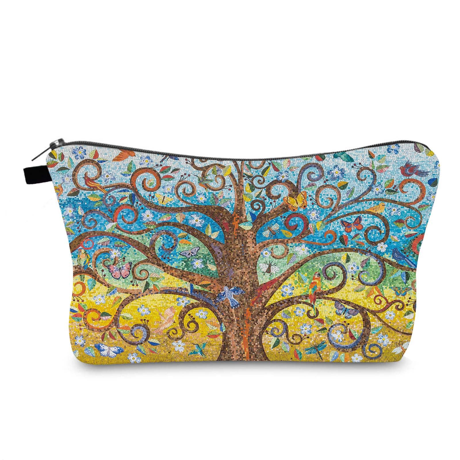 Tree Pattern Waterproof Zipper Makeup Bag Toiletry Bag Women Gift