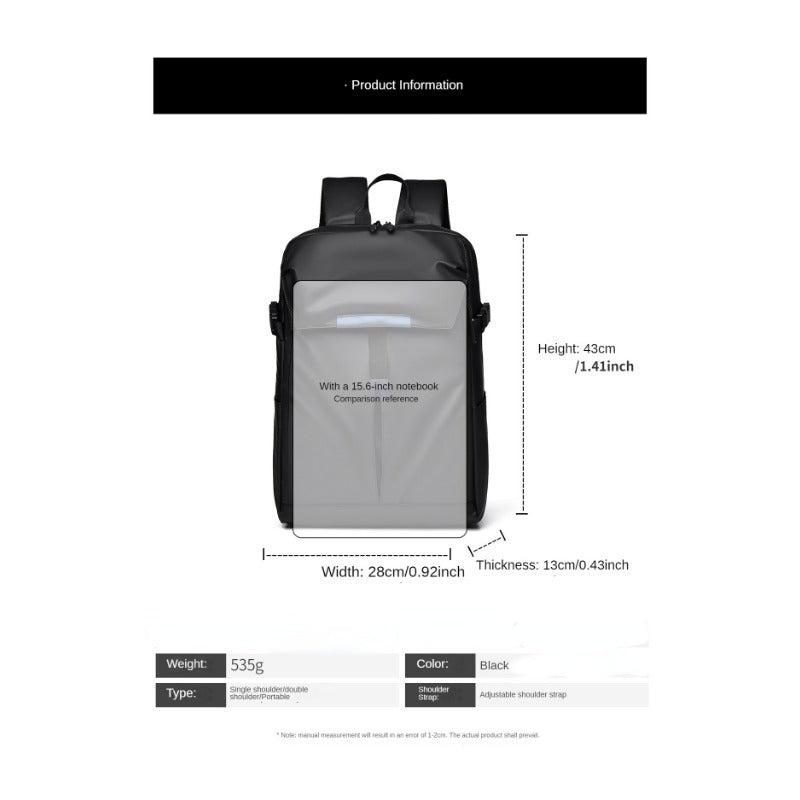 Leather Film Computer Bag - Large Capacity Notebook Backpack