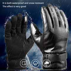 Men's Winter Waterproof Touch Screen Gloves Thickened Cotton Plus Velvet