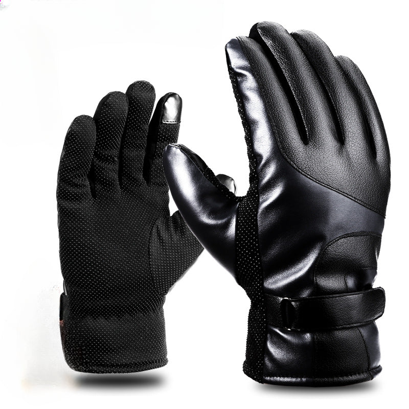 Men's Winter Waterproof Touch Screen Gloves Thickened Cotton Plus Velvet