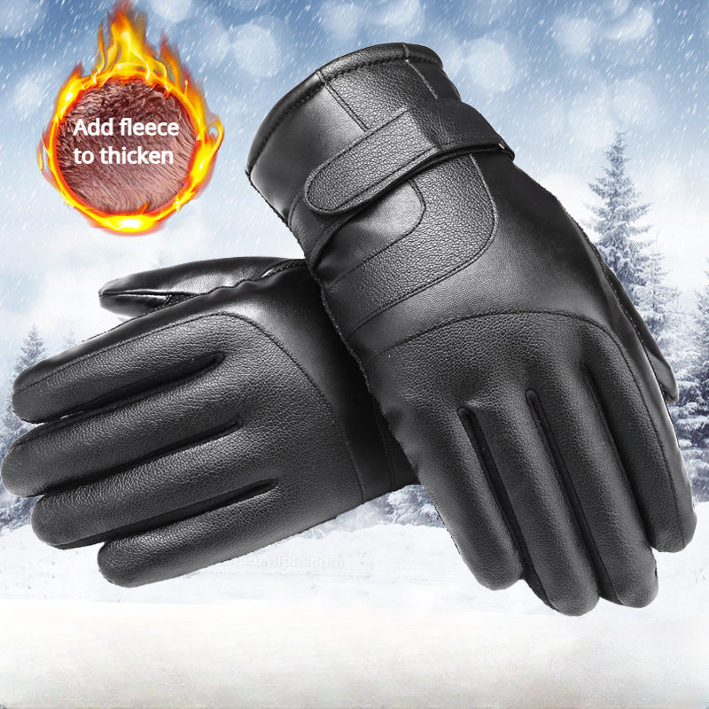 Men's Winter Waterproof Touch Screen Gloves Thickened Cotton Plus Velvet