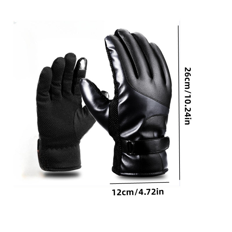 Men's Winter Waterproof Touch Screen Gloves Thickened Cotton Plus Velvet