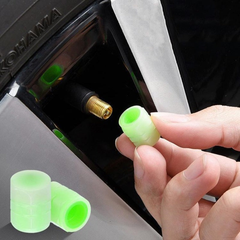 8pcs Luminous Tire Valve Caps Wheel Hub Glow In Dark Valve Cover Car Accessories