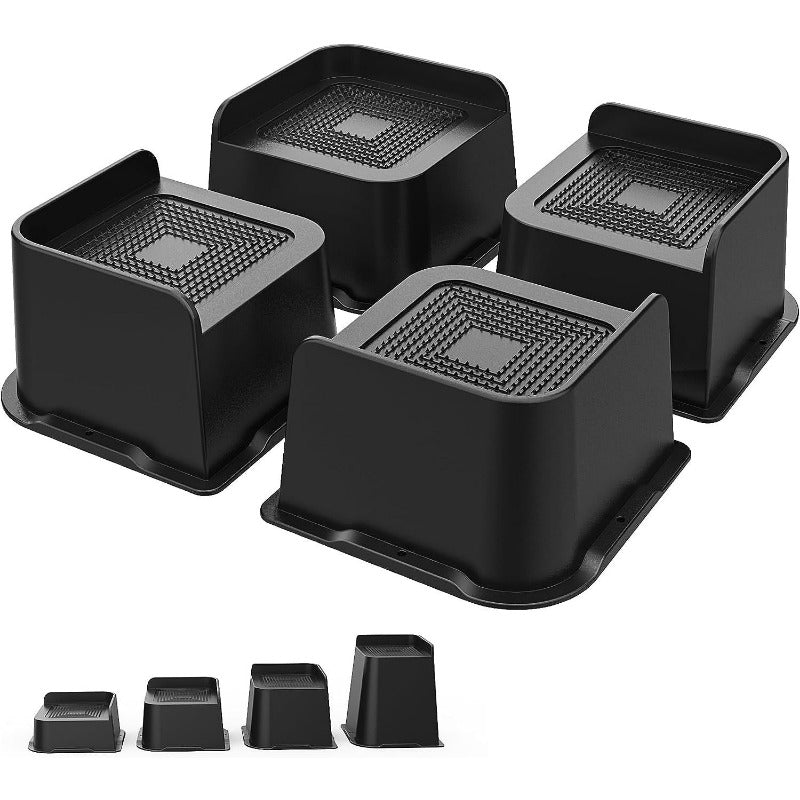 Set of 4 Adjustable Bed Sofa Desk Table Chair Leg Risers - 32cm Rectangle Blocks