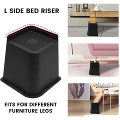 Set of 4 Adjustable Bed Sofa Desk Table Chair Leg Risers - 32cm Rectangle Blocks