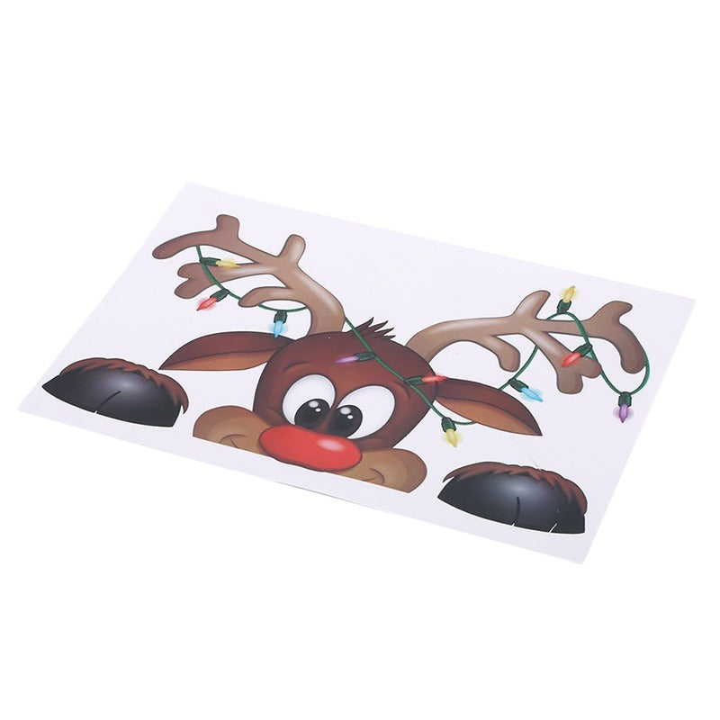 Santa Claus Elk Shop Hotel Christmas Window Glass Sticker Navidad