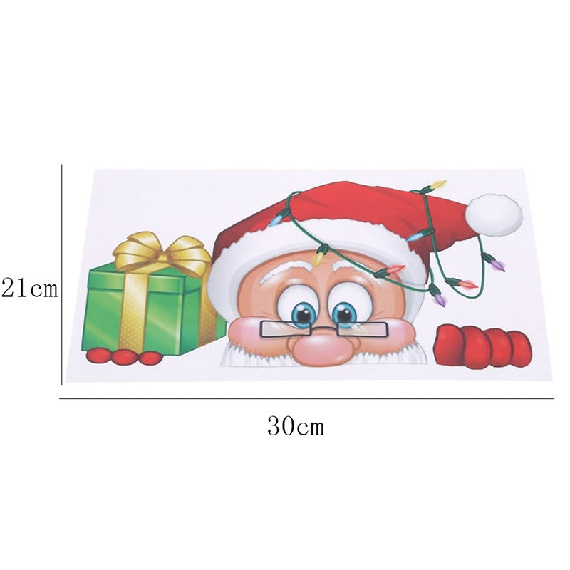 Santa Claus Elk Shop Hotel Christmas Window Glass Sticker Navidad