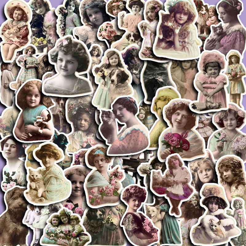 50pcs Nag Girl Sticker DIY Computer Scrapbooking Student Stationery Arts Crafts