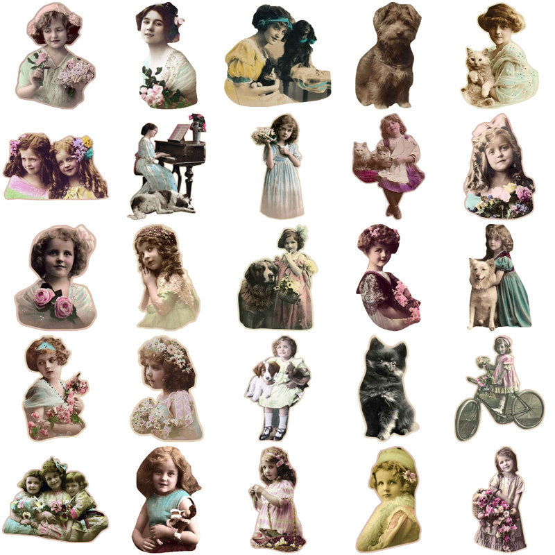50pcs Nag Girl Sticker DIY Computer Scrapbooking Student Stationery Arts Crafts