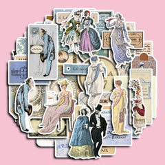 50pcs Romantic Stickers for DIY Scrapbook Arts & Crafts