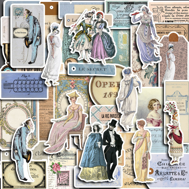 50pcs Romantic Stickers for DIY Scrapbook Arts & Crafts