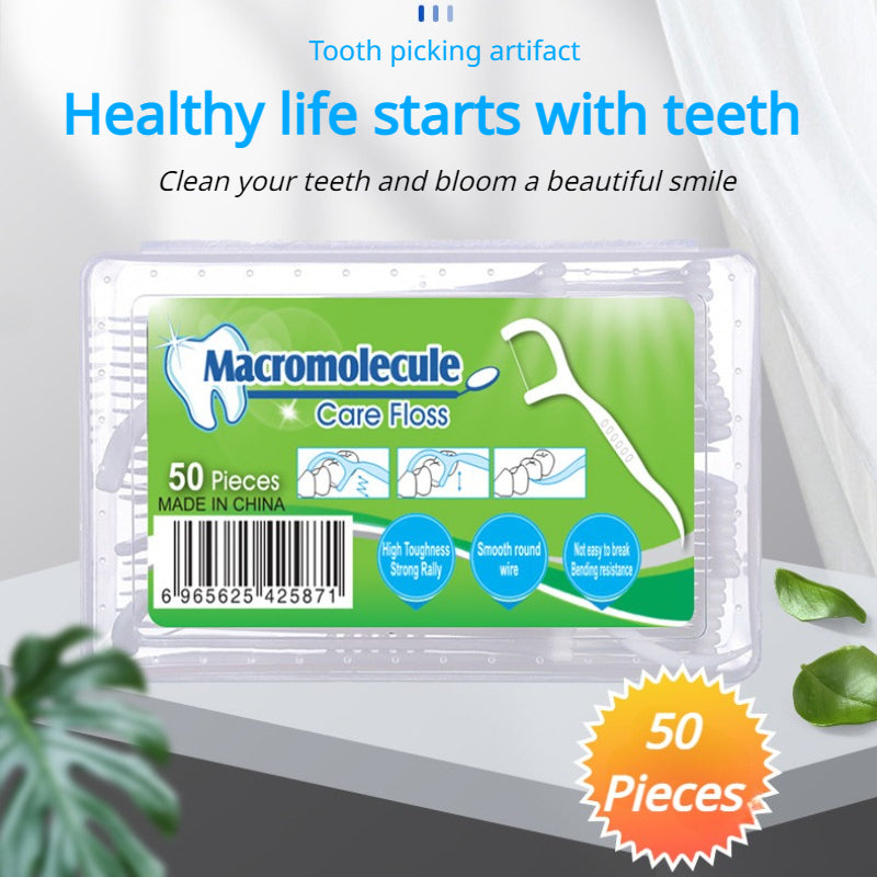 50pcs Dental Floss Picks Small Square Boxed Plastic Toothpicks