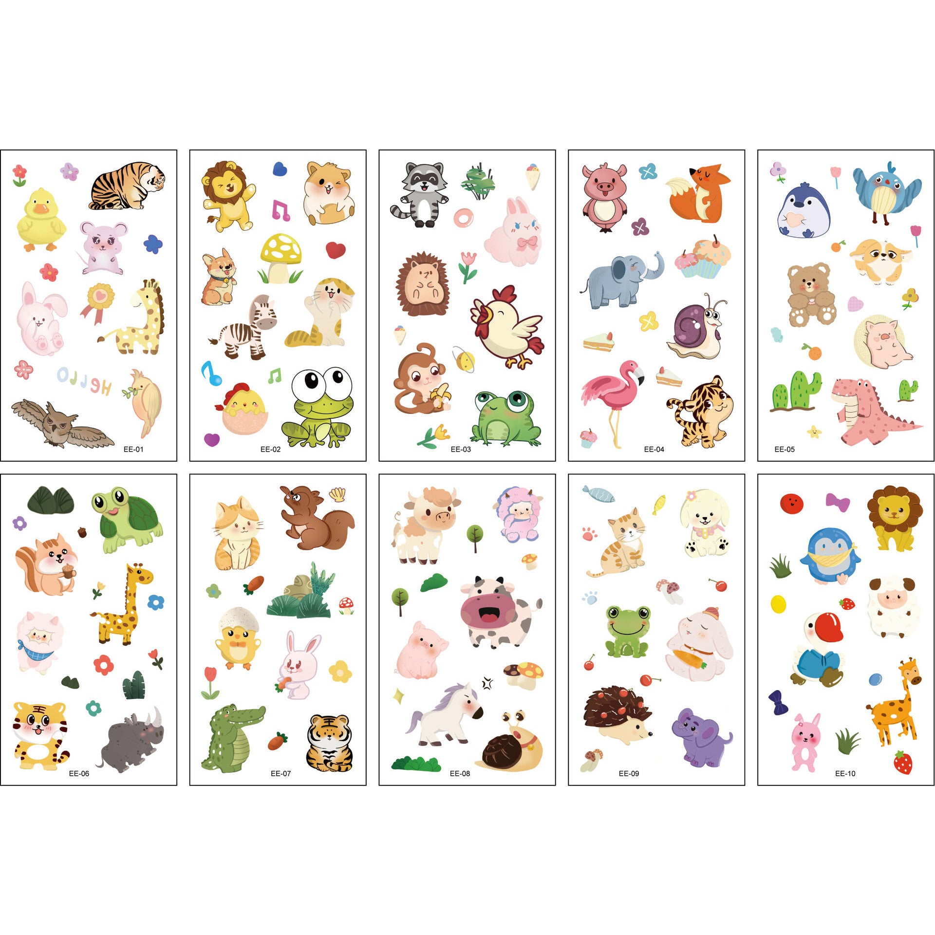 10pcs Zoo Tattoo Stickers Temporary Waterproof Decorative Party Gathering