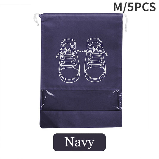 5pcs Non-woven Shoes Storage Bags Waterproof Drawstring Shoe Bag