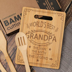Grandpa Birthday Bamboo Cutting Board Engraved Gift From Grandchildren