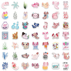 100pcs Axolotl Cartoon Graffiti Decoration Stickers - Fun & Creative Gift