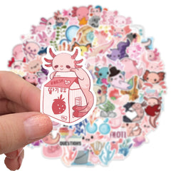 100pcs Axolotl Cartoon Graffiti Decoration Stickers - Fun & Creative Gift