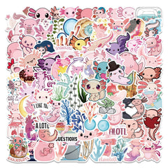 100pcs Axolotl Cartoon Graffiti Decoration Stickers - Fun & Creative Gift