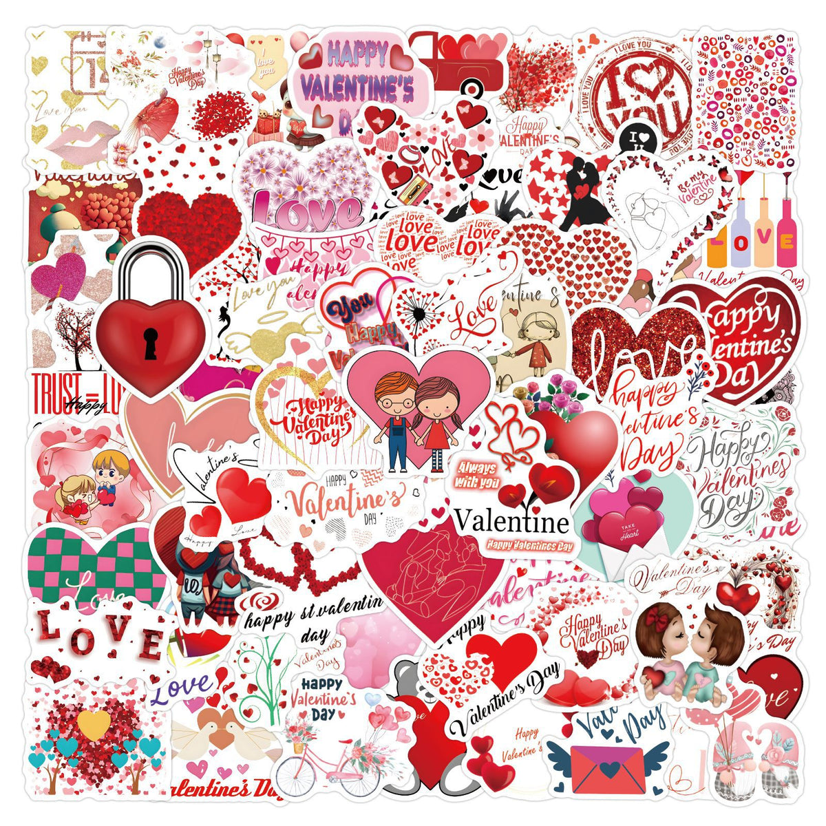 100 Love Stickers Pack Vinyl Waterproof Stickers for Water Bottle Laptop