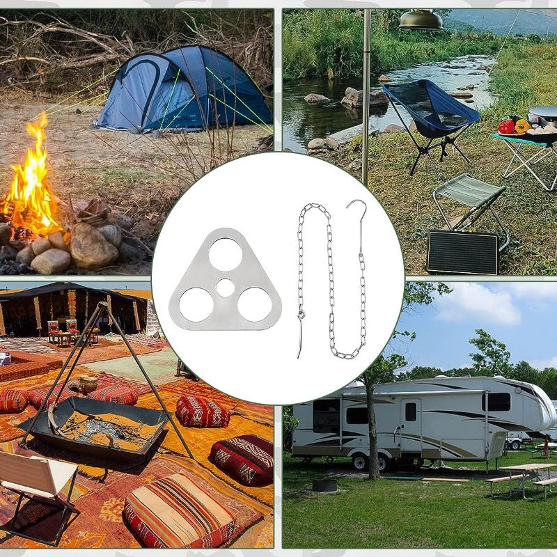 Stainless Steel Campfire Tripod with Adjustable Chain
