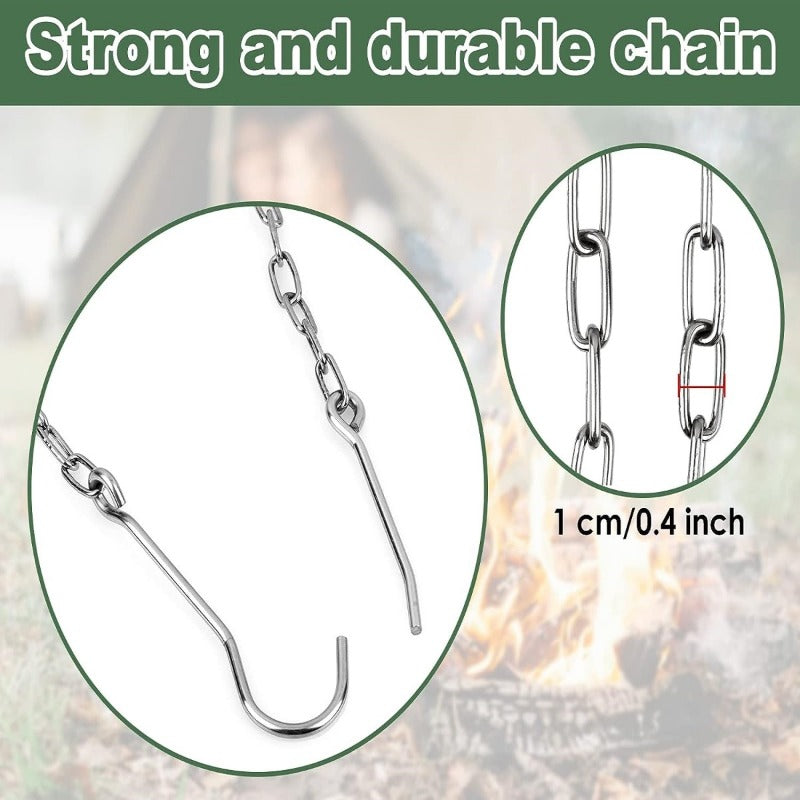 Stainless Steel Campfire Tripod with Adjustable Chain