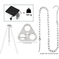 Stainless Steel Campfire Tripod with Adjustable Chain