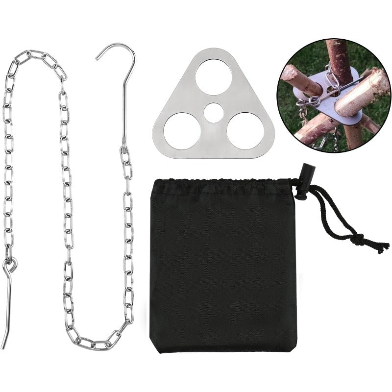 Stainless Steel Campfire Tripod with Adjustable Chain