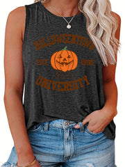  Halloween Casual Tank Top Women's Plus Pumpkin Print Vest Top