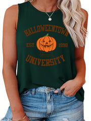  Halloween Casual Tank Top Women's Plus Pumpkin Print Vest Top