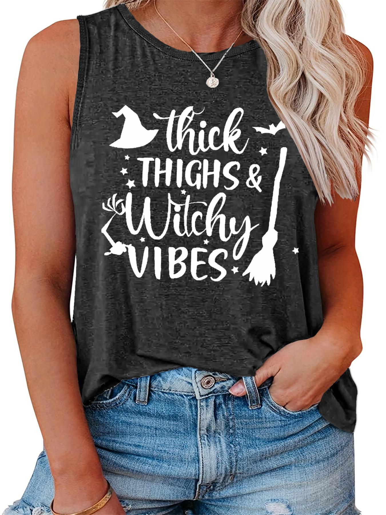  Halloween Slogan Tank Top Women's Graphic Print Vest