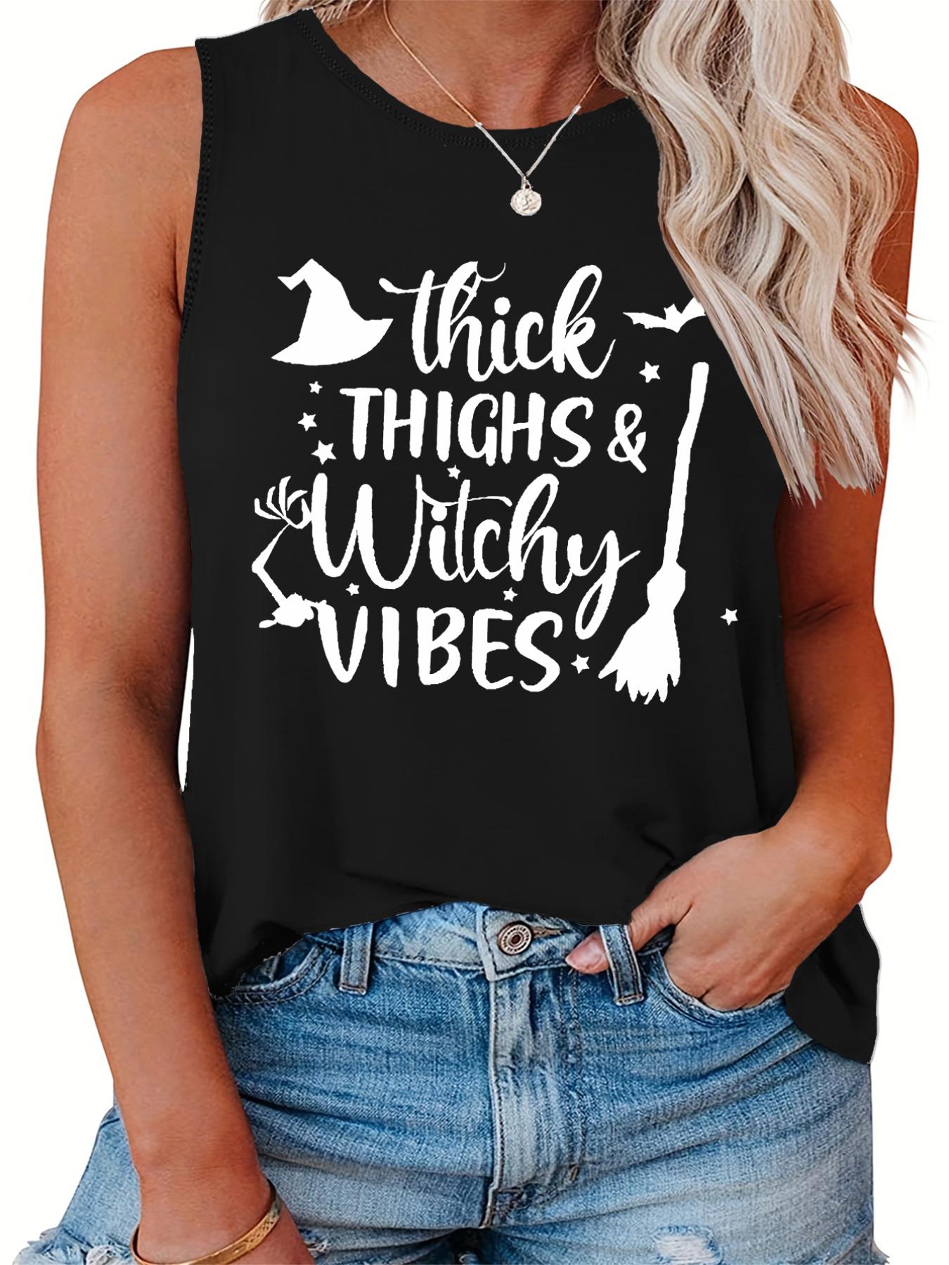  Halloween Slogan Tank Top Women's Graphic Print Vest