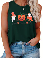  Halloween Tank Top Women's Plus Round Neck Vest Top
