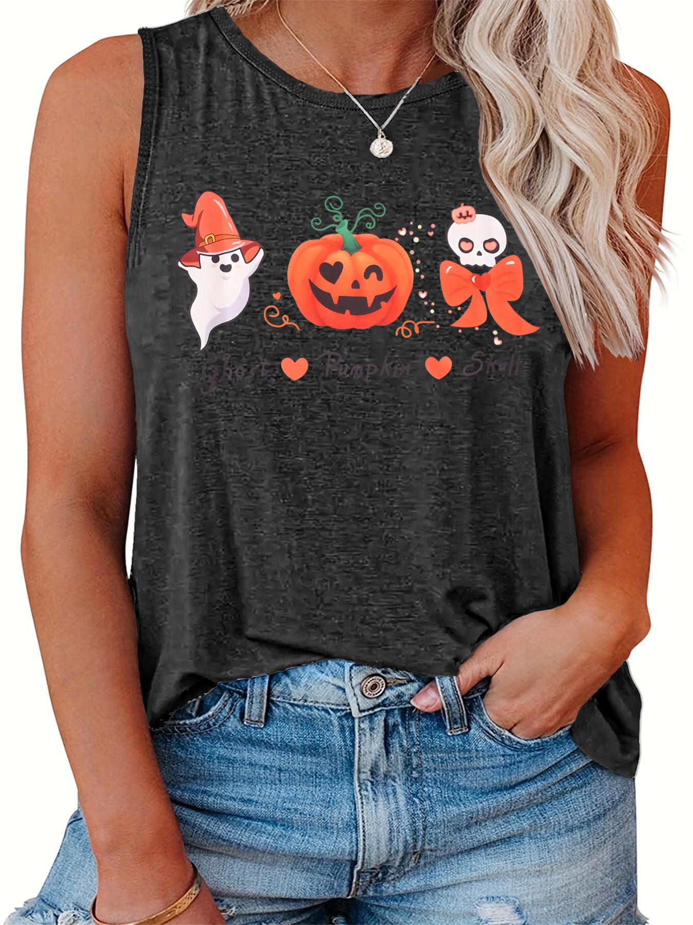 Halloween Tank Top Women's Plus Round Neck Vest Top