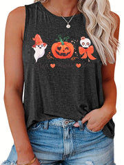  Halloween Tank Top Women's Plus Round Neck Vest Top