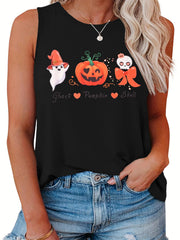  Halloween Tank Top Women's Plus Round Neck Vest Top