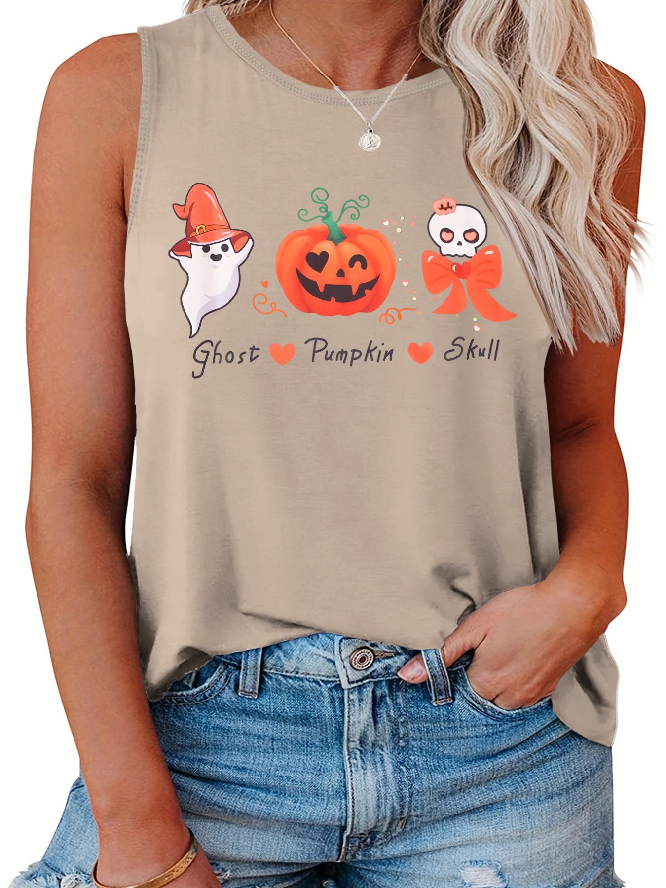  Halloween Tank Top Women's Plus Round Neck Vest Top