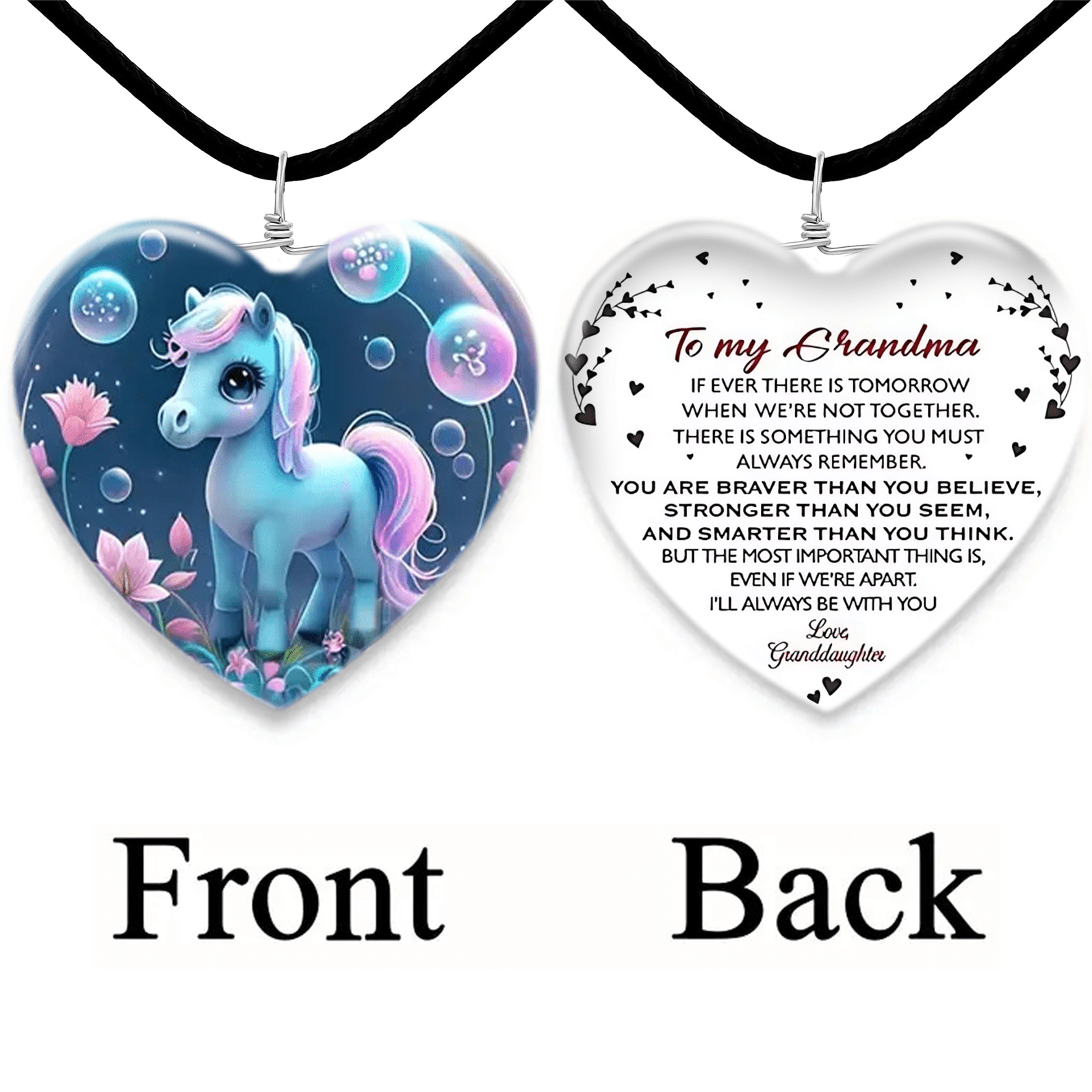 Cartoon Pony Glass Pendant Necklace Earring Set