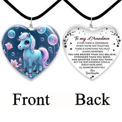 Cartoon Pony Glass Pendant Necklace Earring Set